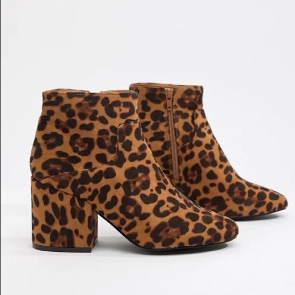 Lost Ink Wide Fit Leopard Ankle Boots